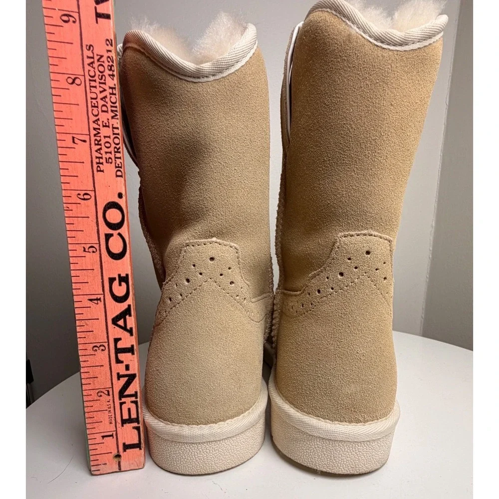 Justin Heidi Shearling Lined Suede‎ Boots Size 9 Natural Beige